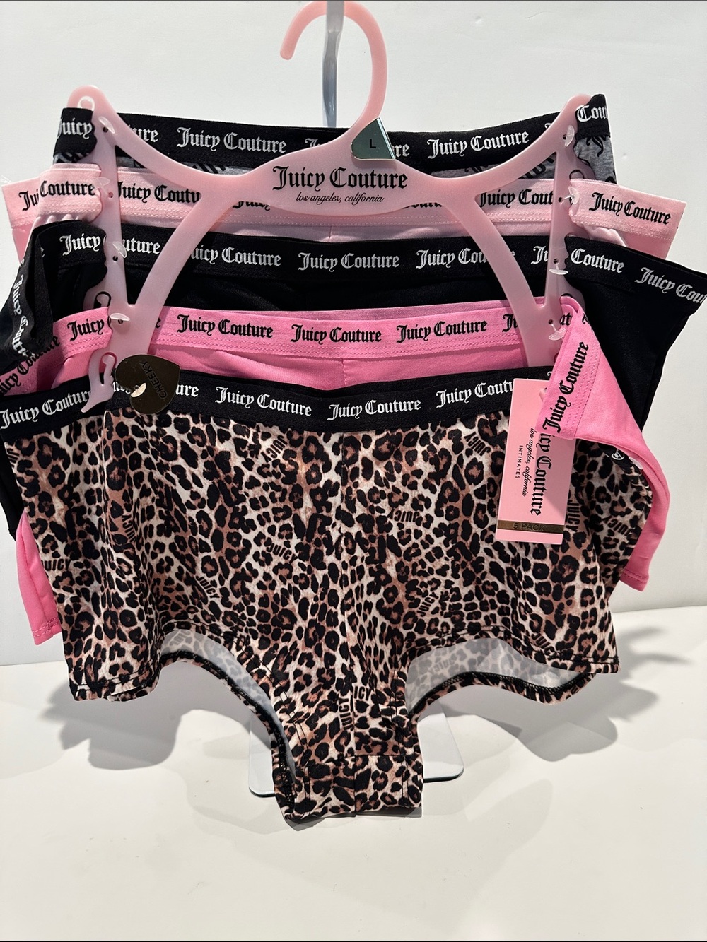 NWT Juicy Couture (5) Pack Cheeky Ladies panties with Juicy Couture Waist Band.